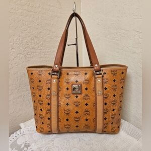 MCM Cognac Monogram Handbag Tote Bag AUTHENTIC